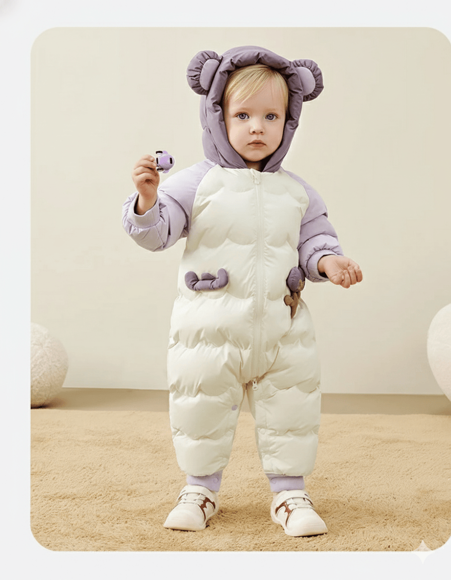 Purple / 3-6M Colorblock Cub Baby Down Snowsuit