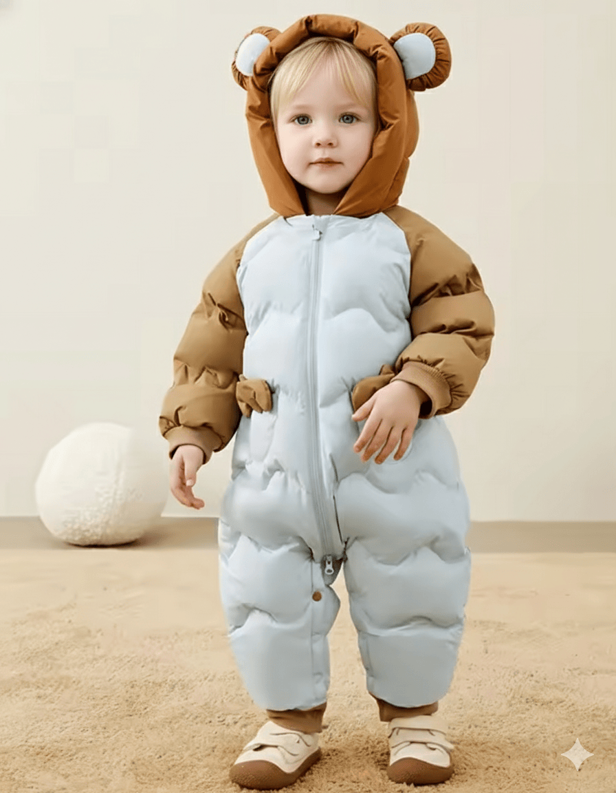 Khaki / 3-6M Colorblock Cub Baby Down Snowsuit
