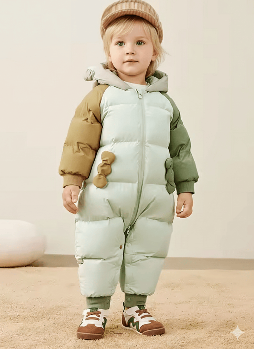 Green / 3-6M Colorblock Cub Baby Down Snowsuit