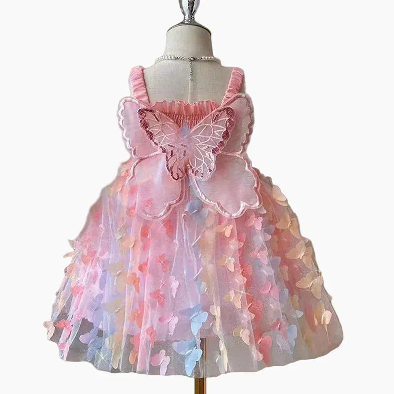 Colorful Birthday Party Outfit with 3D Wings & Tulle Skirt