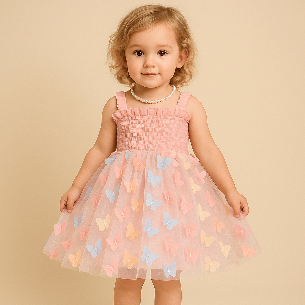 Colorful Birthday Party Outfit with 3D Wings & Tulle Skirt