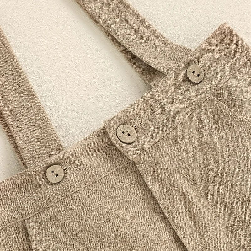 Cotton Linen Bodysuit with Suspender Shorts