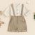 Cotton Linen Bodysuit with Suspender Shorts