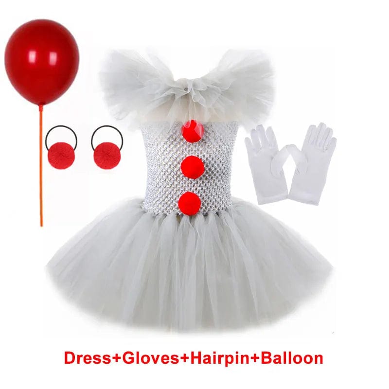 Gray Joker Set2 / 6-7T Creepy Clown Tutu Dress