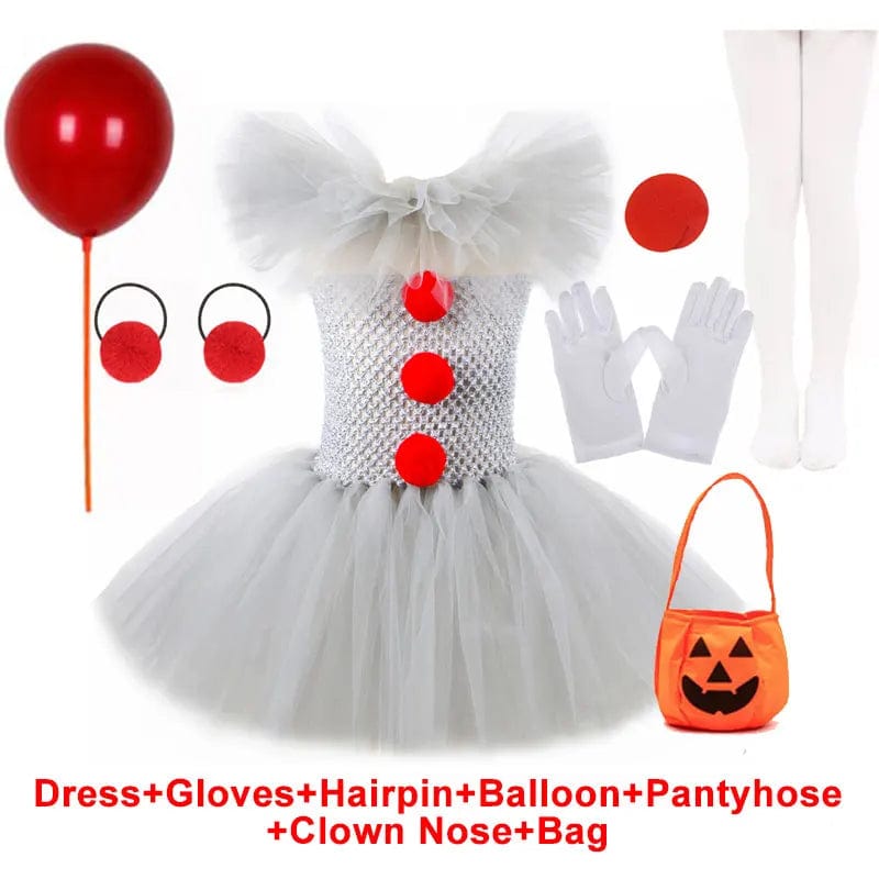 Gray Joker Set4 / 4-5T Creepy Clown Tutu Dress