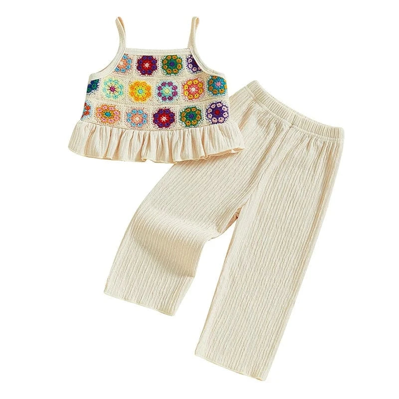 Girl's Clothing Beige / 6-12M Crochet Camisole and Wide Leg Pants