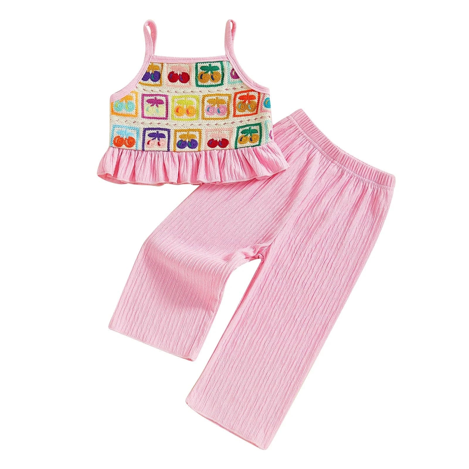 Girl's Clothing Pink / 6-12M Crochet Camisole and Wide Leg Pants