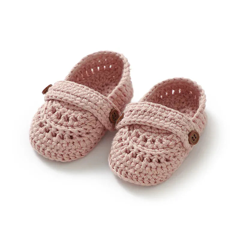 Pink / 0-3M Crochet Knit Baby Shoes