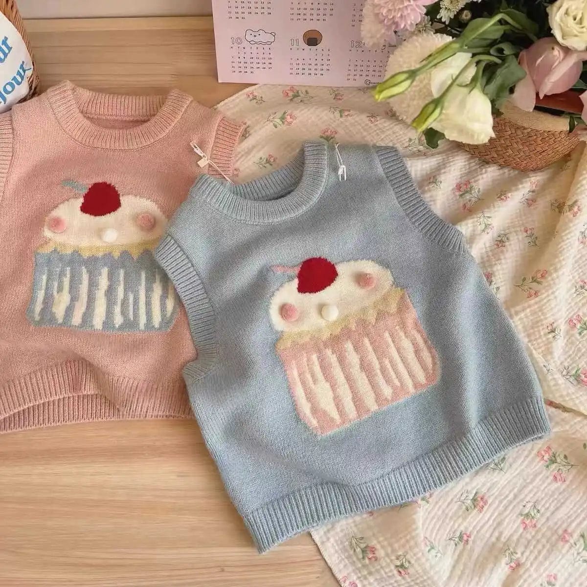 Cupcake Design Knitted Sweater Vest