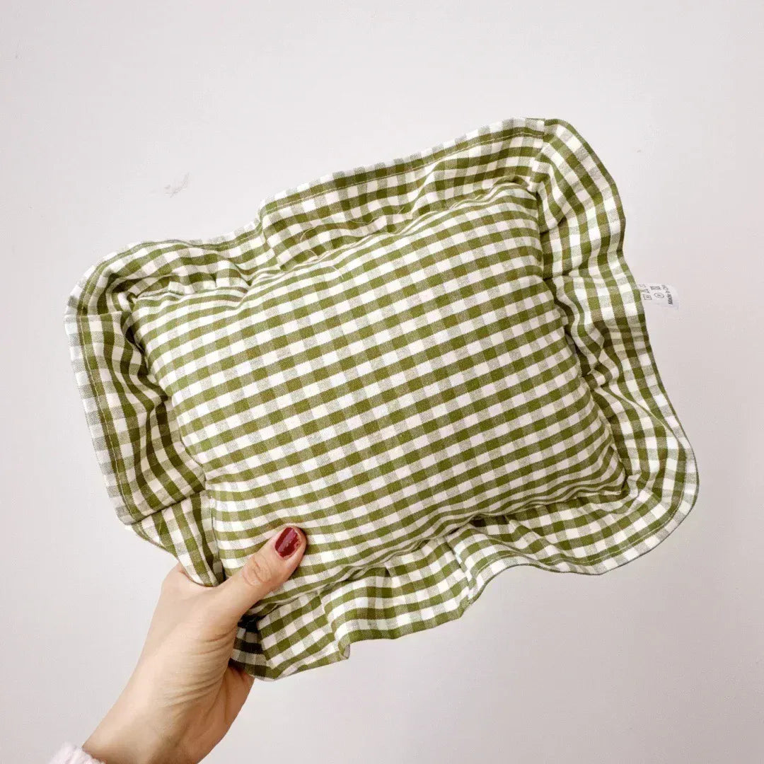 Green (28x34cm) Custom Name Cotton Ruffle Baby Pillow