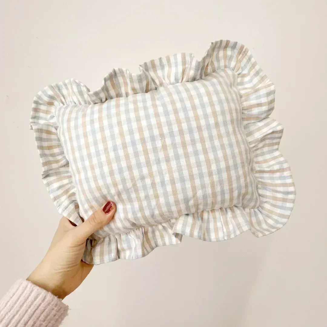 Blue(28x34cm) Custom Name Cotton Ruffle Baby Pillow