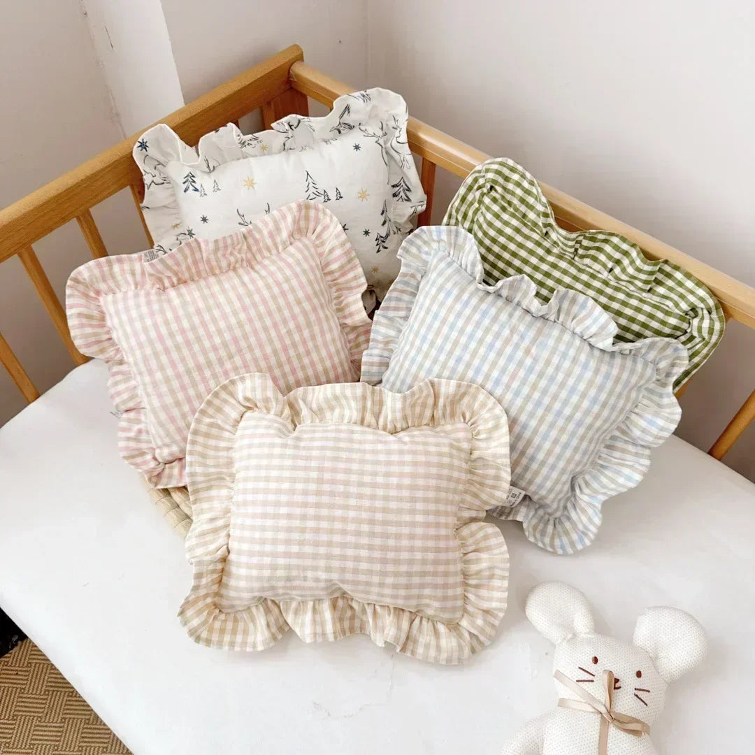 Custom Name Cotton Ruffle Baby Pillow