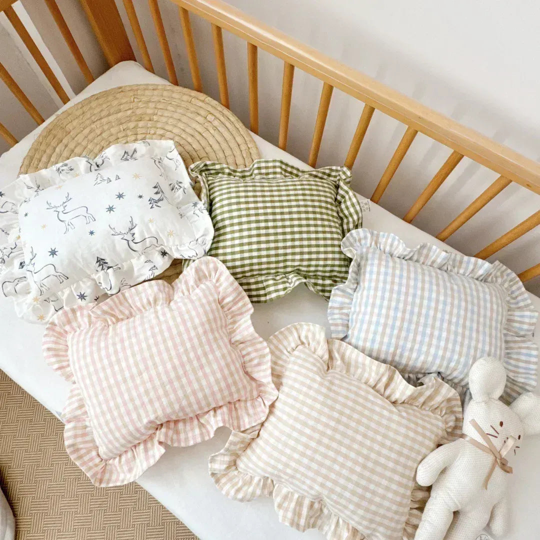 Custom Name Cotton Ruffle Baby Pillow