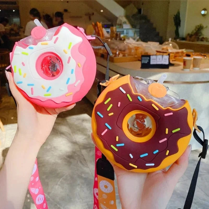 Cute Donut Water Bottle with Straw