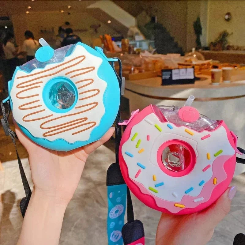 Cute Donut Water Bottle with Straw