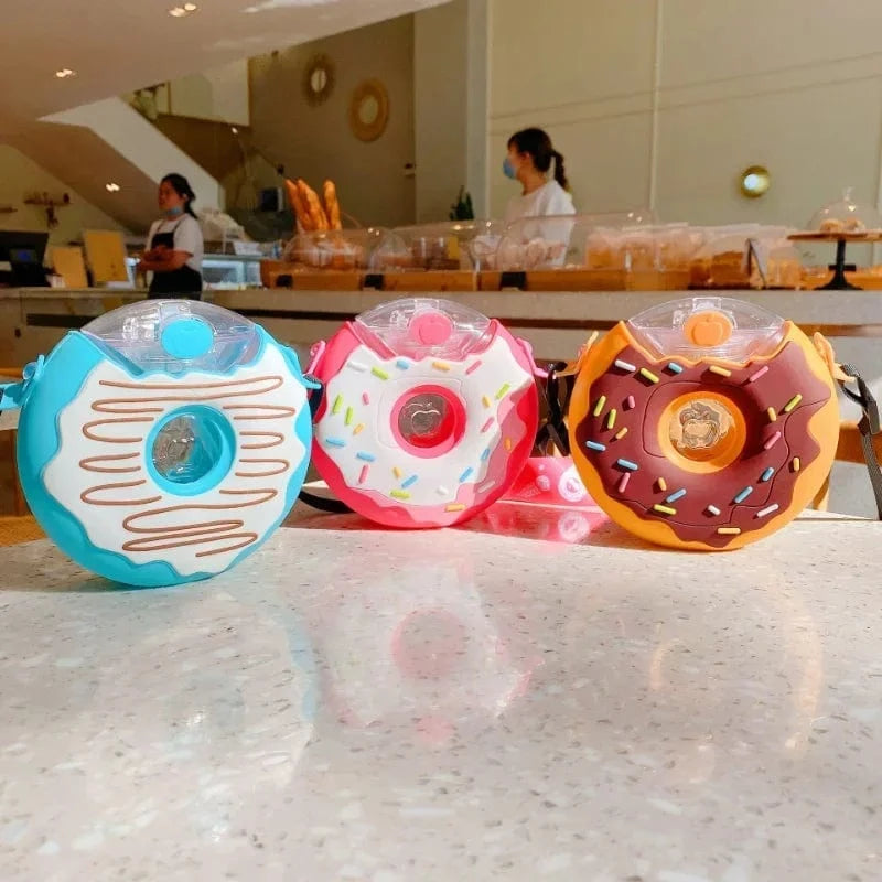 Cute Donut Water Bottle with Straw