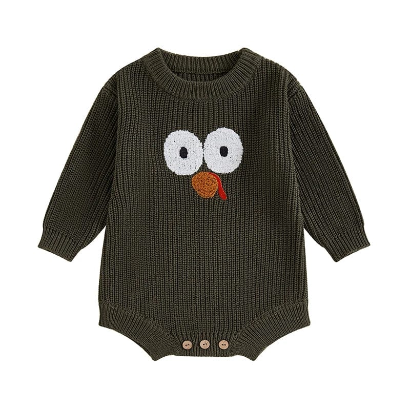 Army green / 6M Cute Knitted Baby Onesies