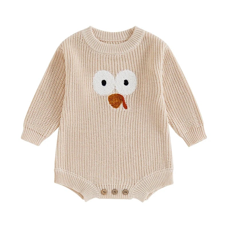 Beige / 6M Cute Knitted Baby Onesies