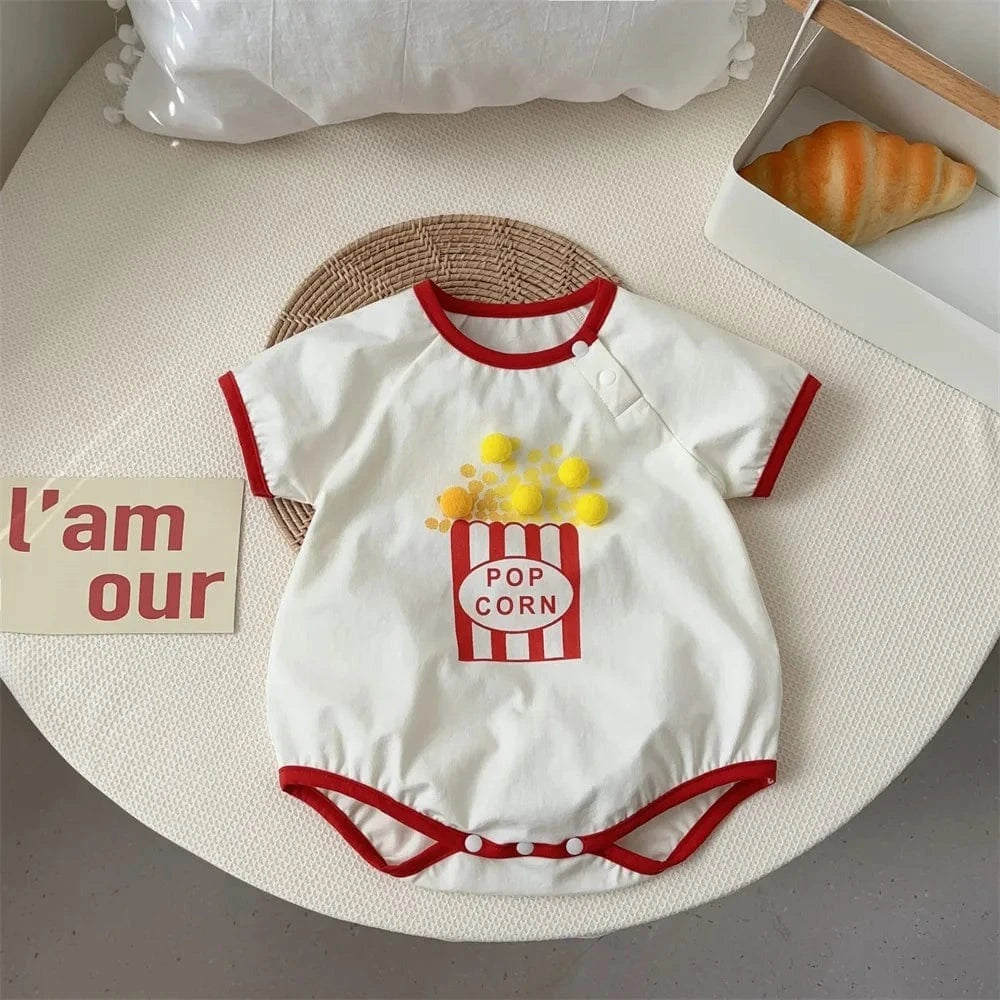White / 3-6M Cute Popcorn Baby Romper