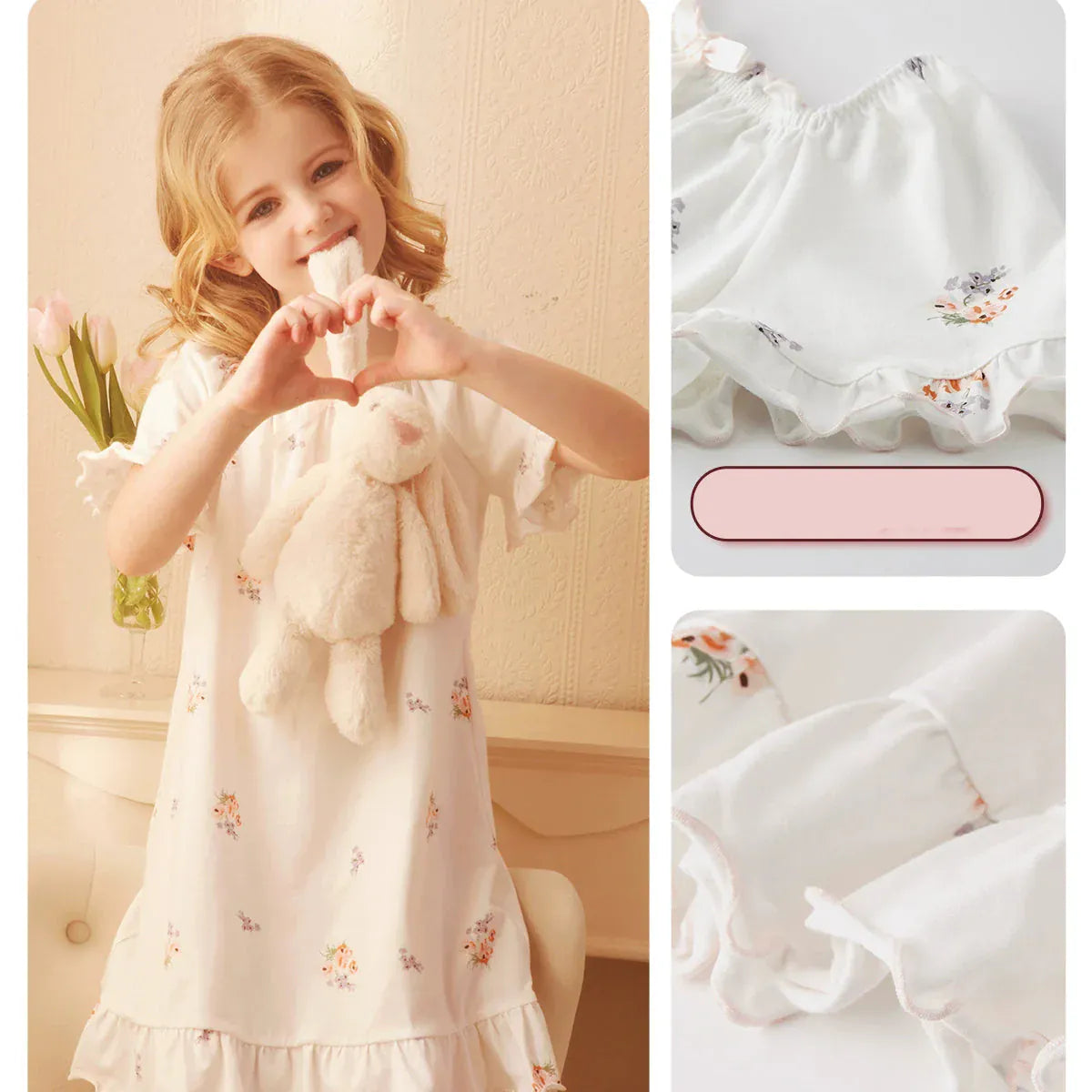Cute Printed Pajama Dress for Girls