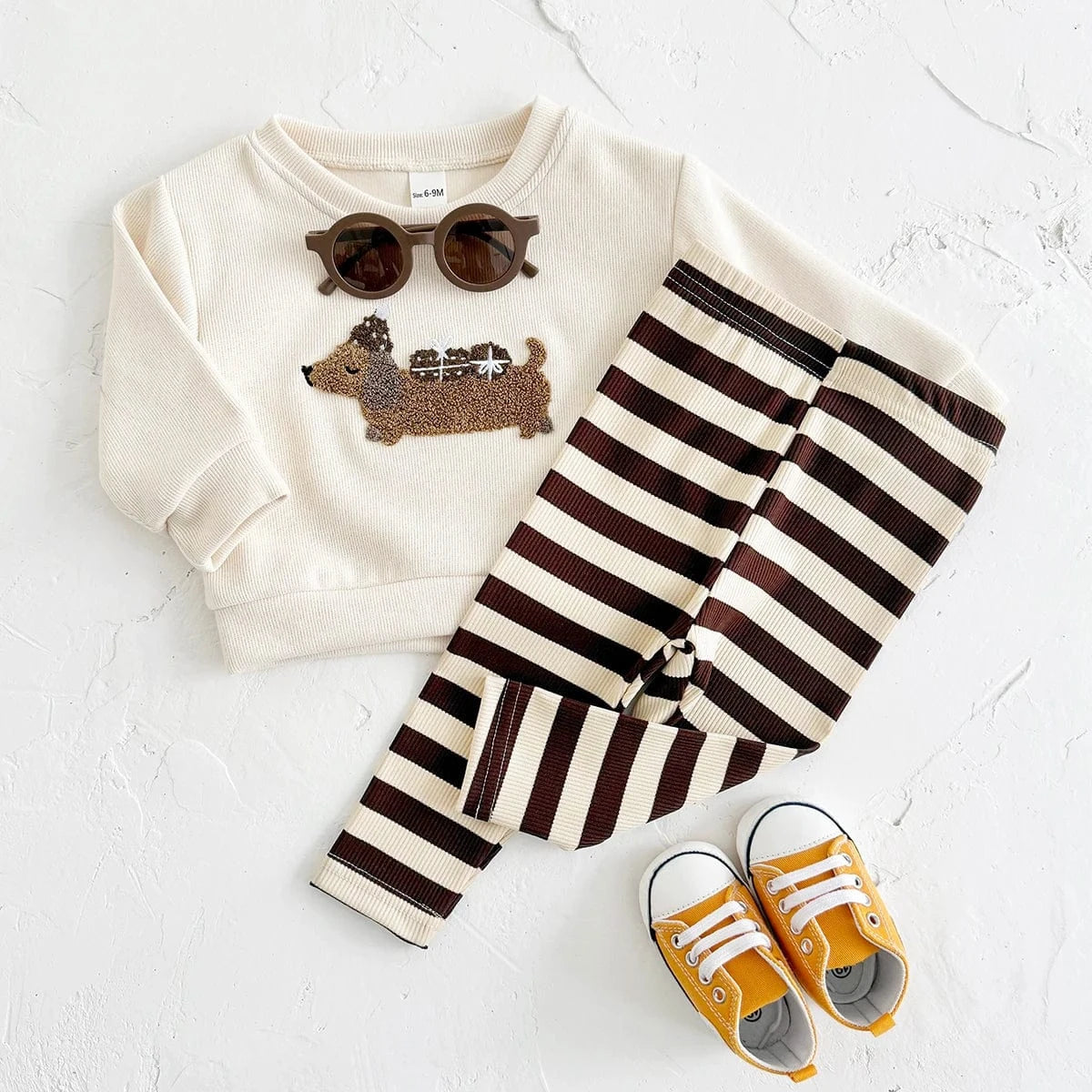 Cute Puppy Embroidery Baby Outfit