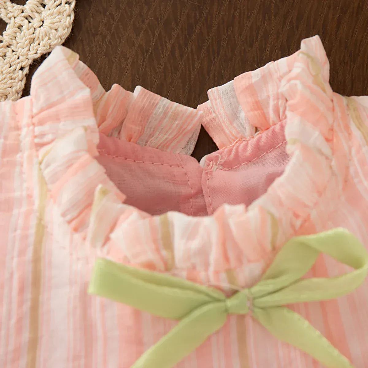 Cute Tulip Fly Sleeve Girl Beach Dress & Hat