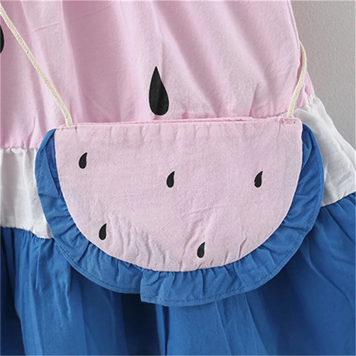 Cute Watermelon Print Flutter Sleeve Dress & Bag Set