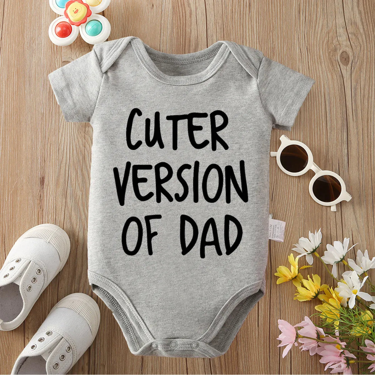 Gray / 0-3M Cuter Version of Dad' Pure Cotton Baby Bodysuit