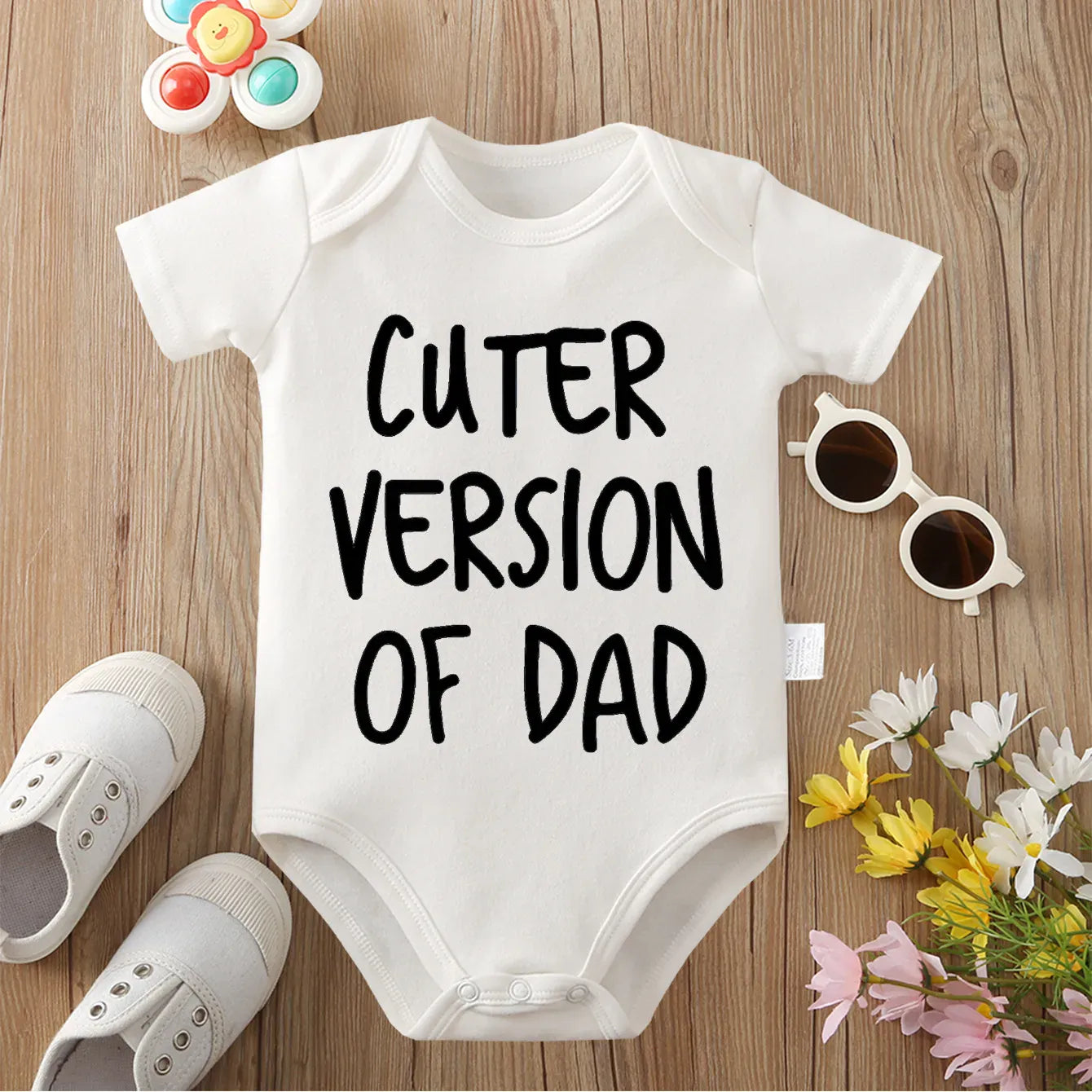 White / 0-3M Cuter Version of Dad' Pure Cotton Baby Bodysuit