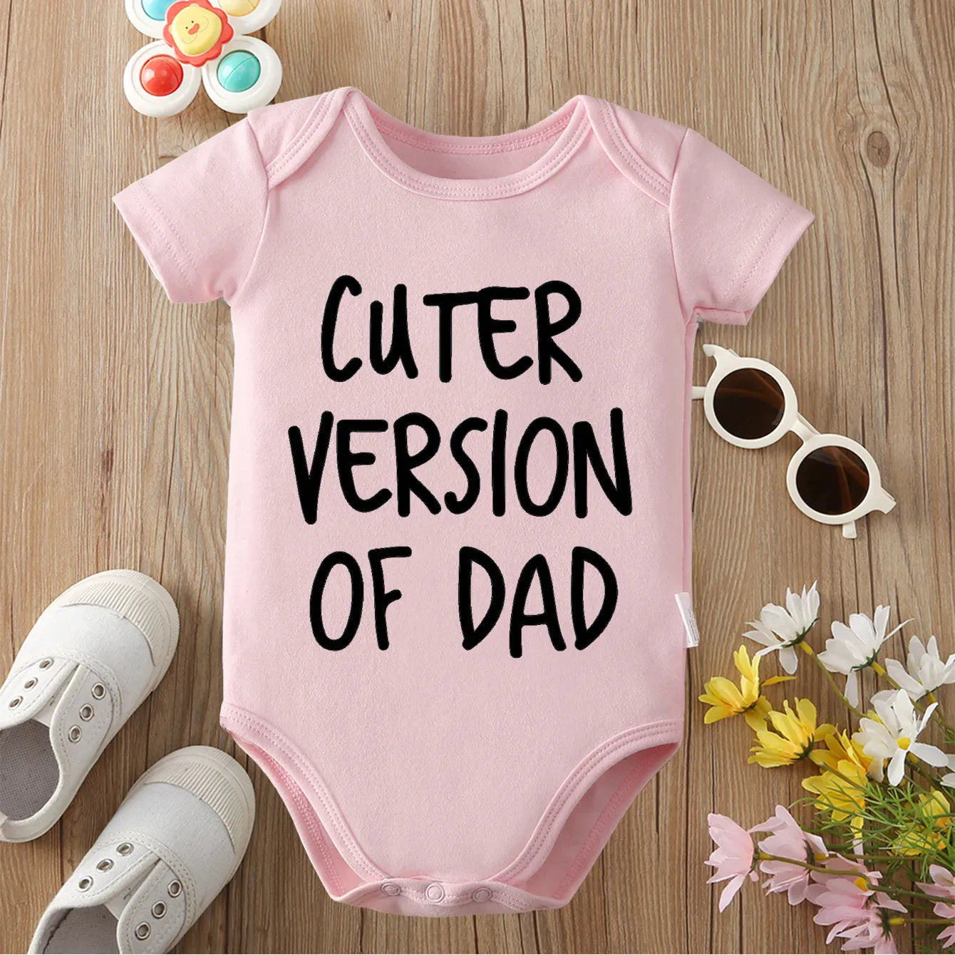 Pink / 0-3M Cuter Version of Dad' Pure Cotton Baby Bodysuit