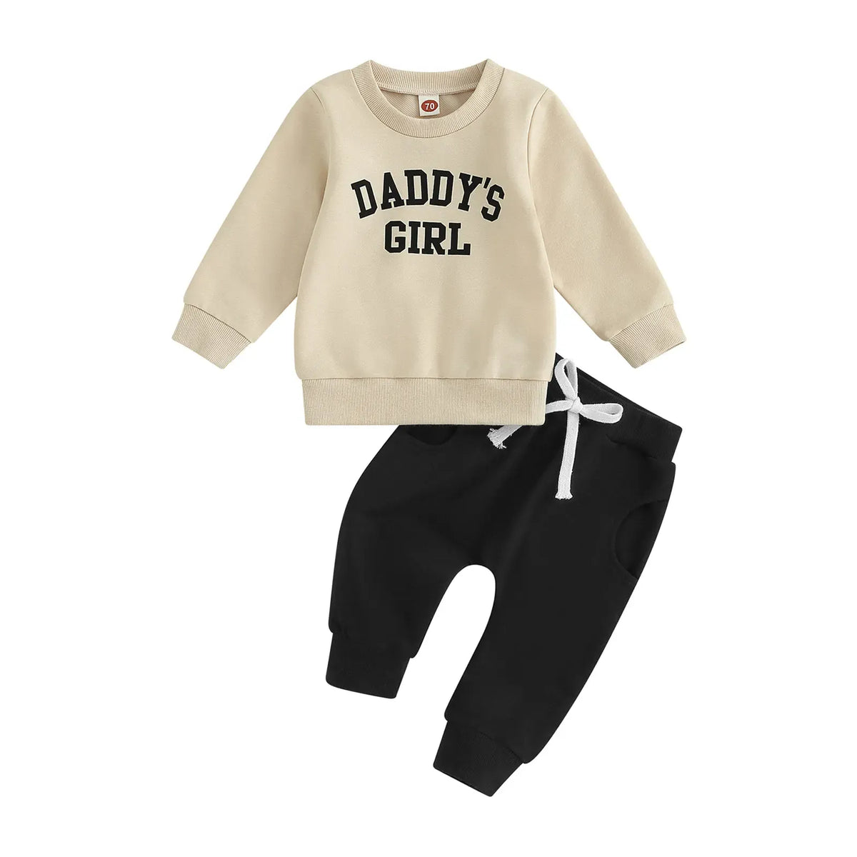 Beige top with Black / 0-6M Daddy's Girl Toddler Sweatshirt and Pants Set