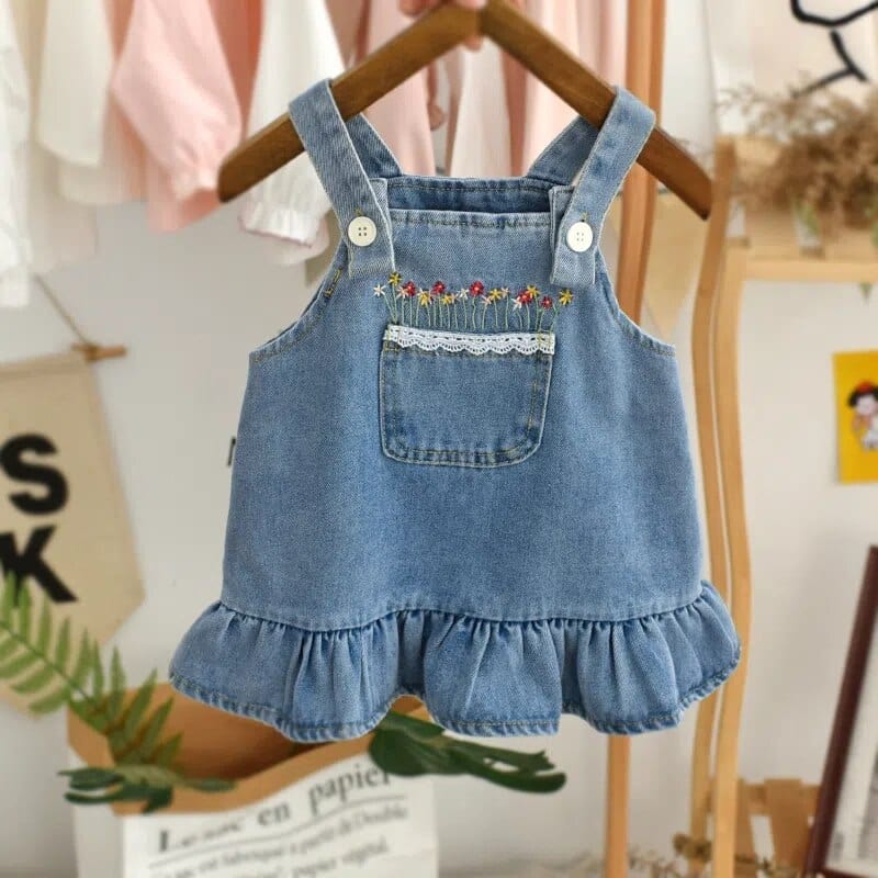 A / 80CM Denim Skirt Shirt 2-piece Set