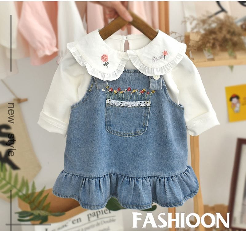 Denim Skirt Shirt 2-piece Set