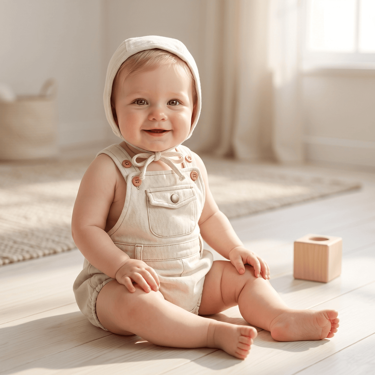 Denim Sling Romper & Hat Set