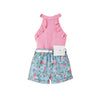Pink / 4T Design Tops +Floral Printed Shorts