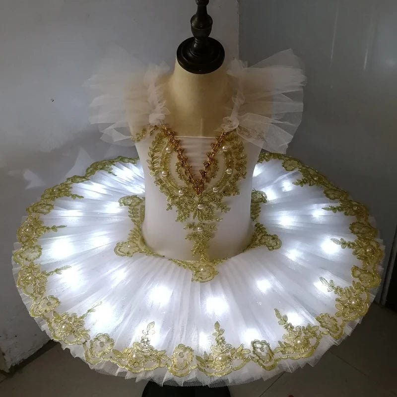 White / 3-4T Elegant Ballet Tutu with LED Lights