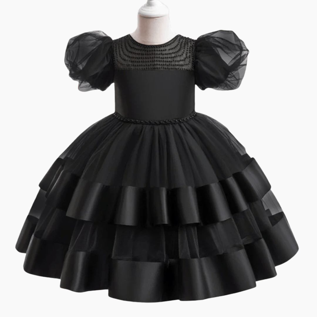 Elegant Black Princess Dress for Girls, Black / 6T