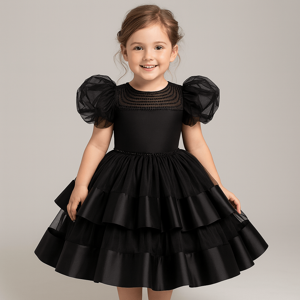 Elegant Black Princess Dress for Girls