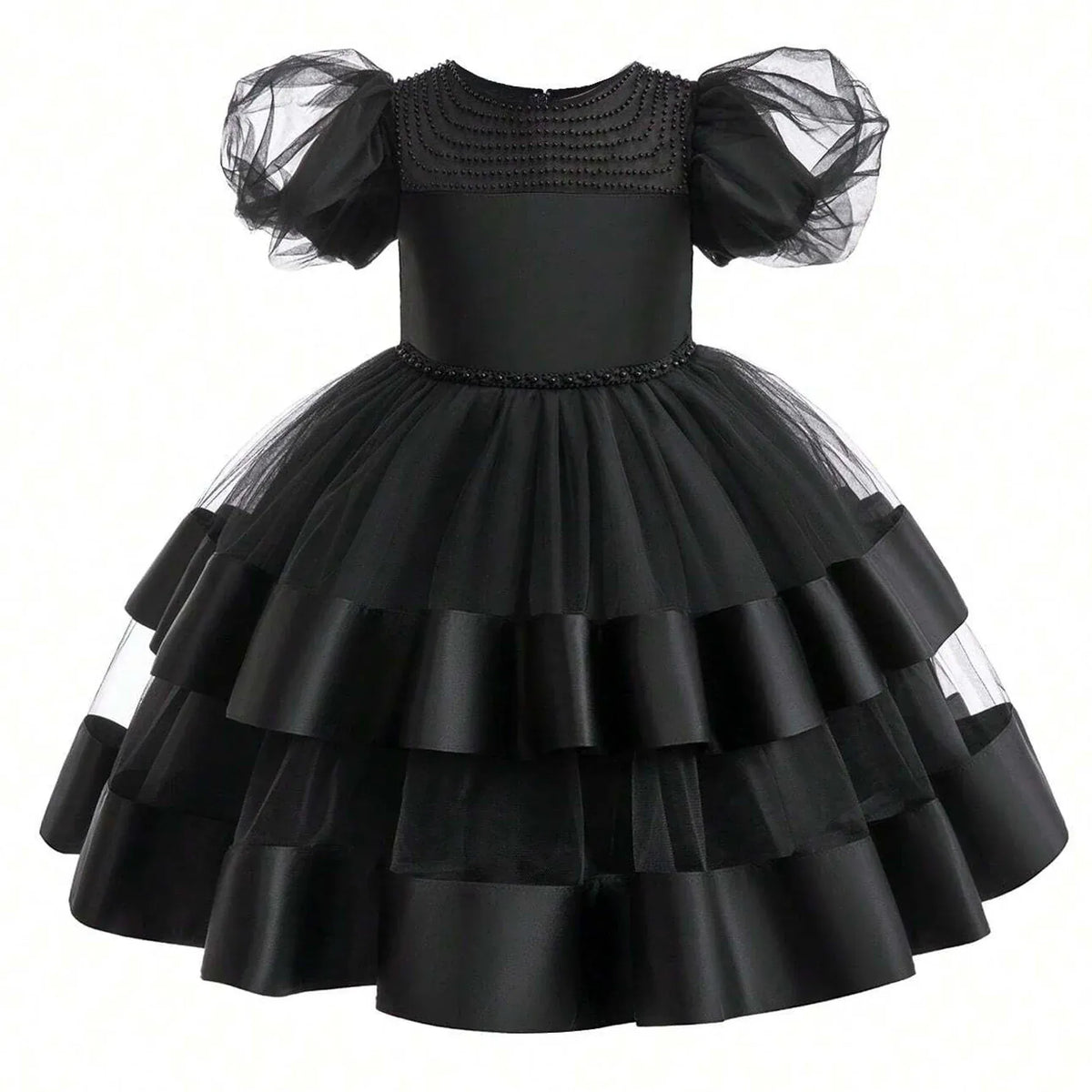 Black / 4T Elegant Black Princess Dress for Girls