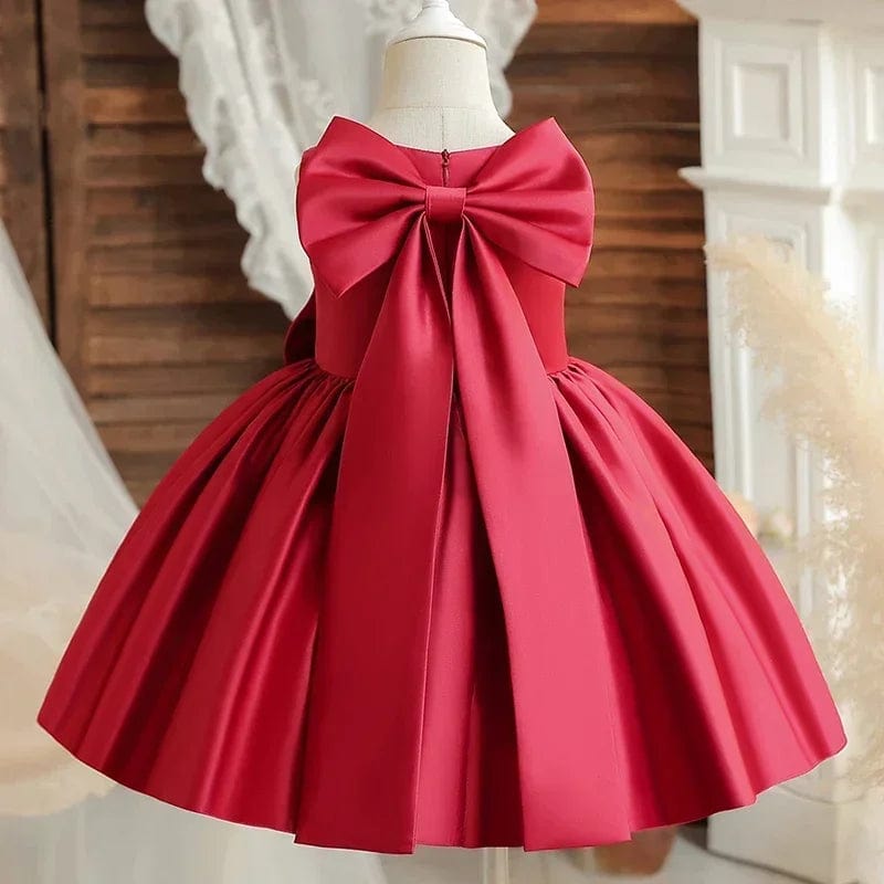 Red / 5T Elegant Bow Girls Dress