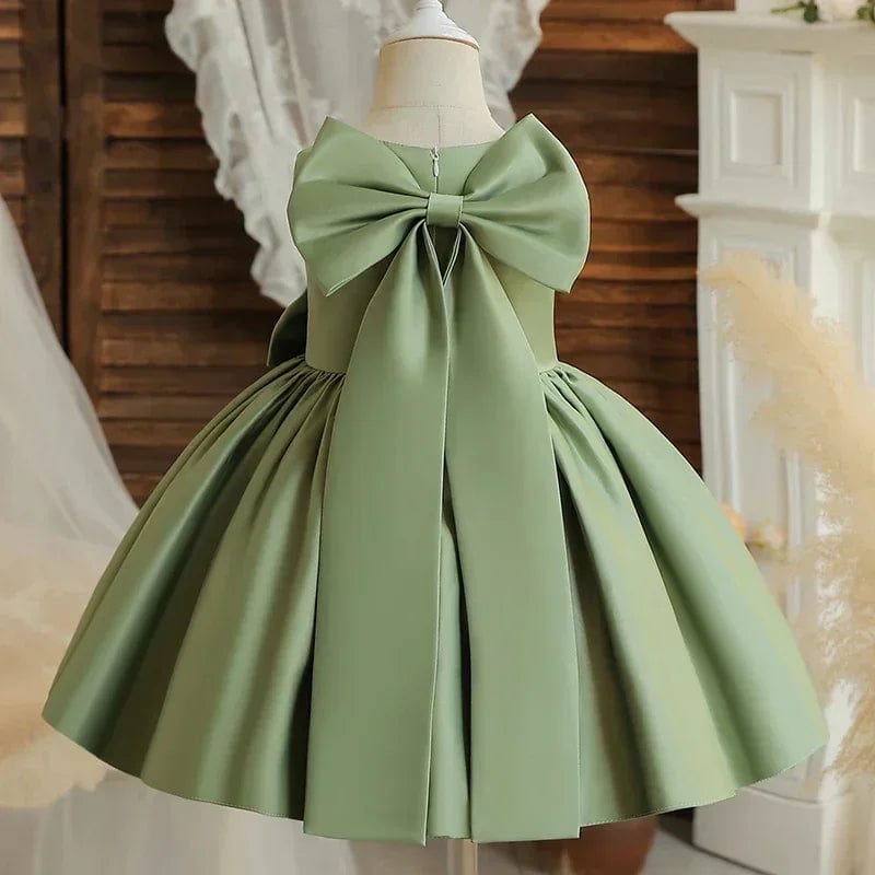 Green / 4T Elegant Bow Girls Dress