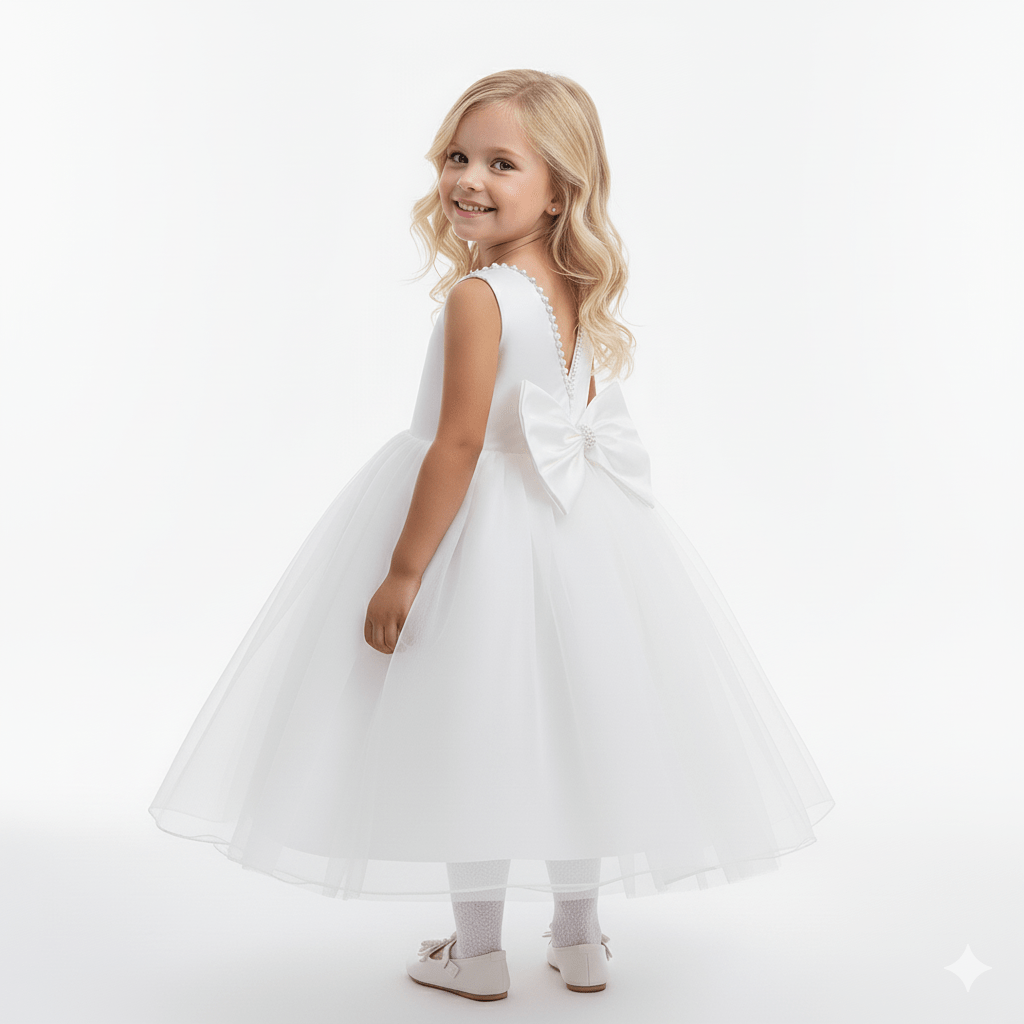 Elegant Satin and Tulle Flower Girl Dress