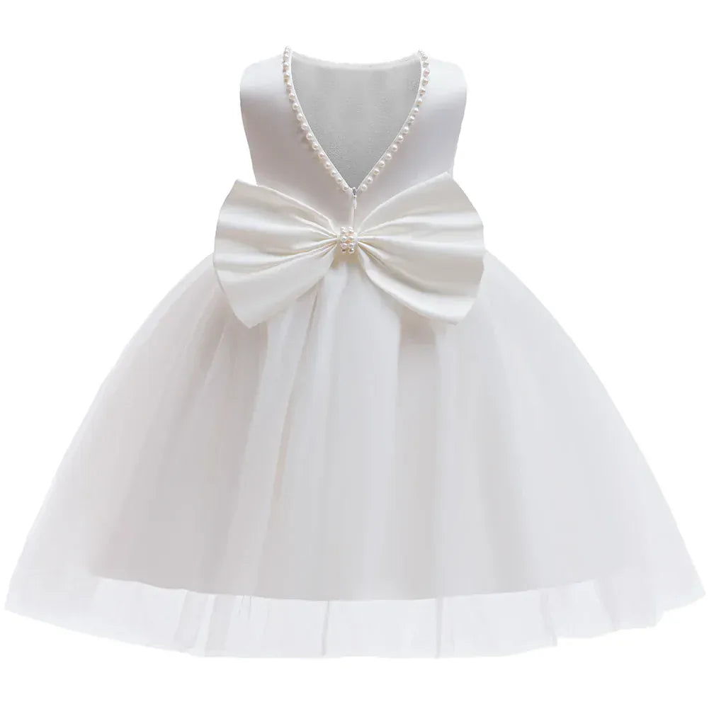 white / 4T Elegant Satin and Tulle Flower Girl Dress