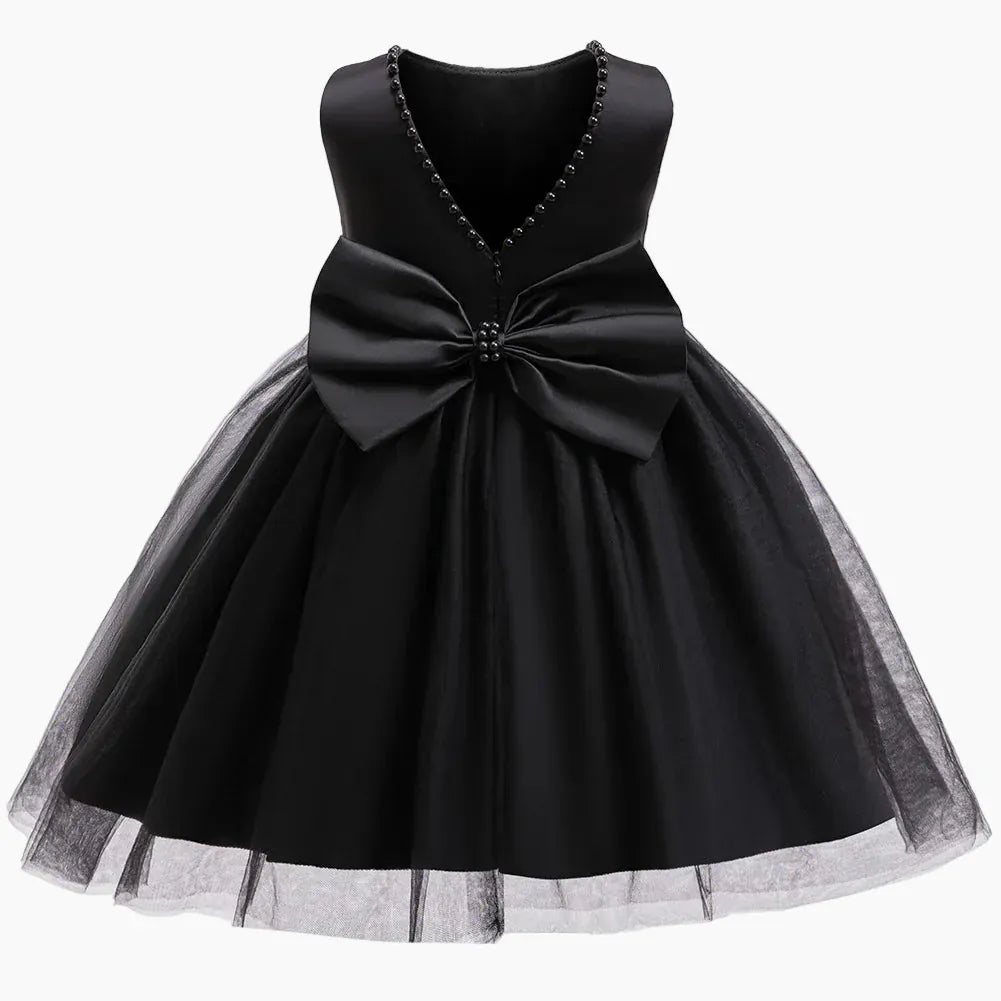 black / 4T Elegant Satin and Tulle Flower Girl Dress
