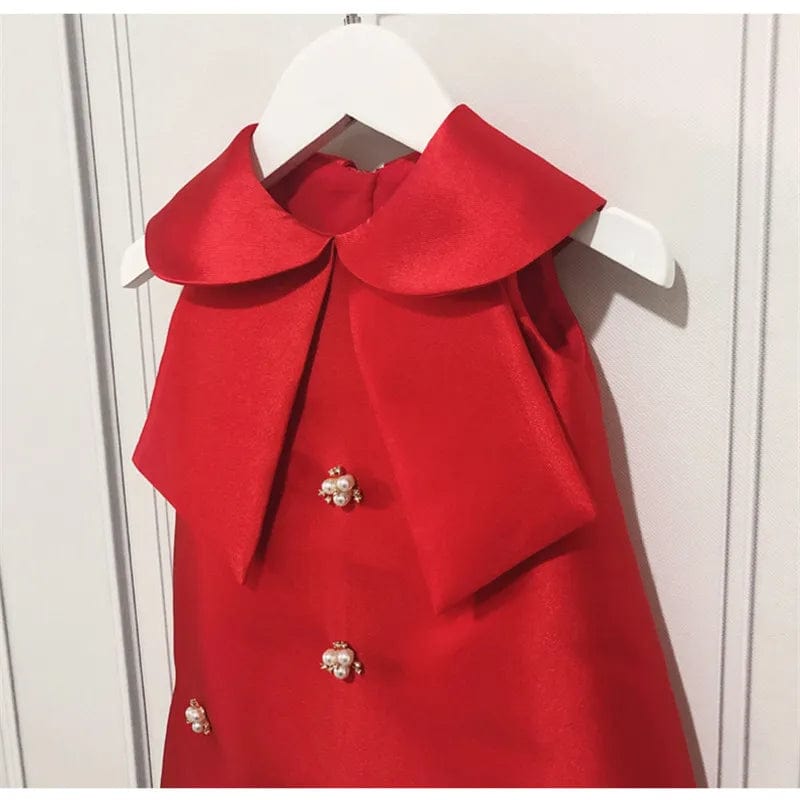 Red / 18-24M Elegant Satin Girls Dress