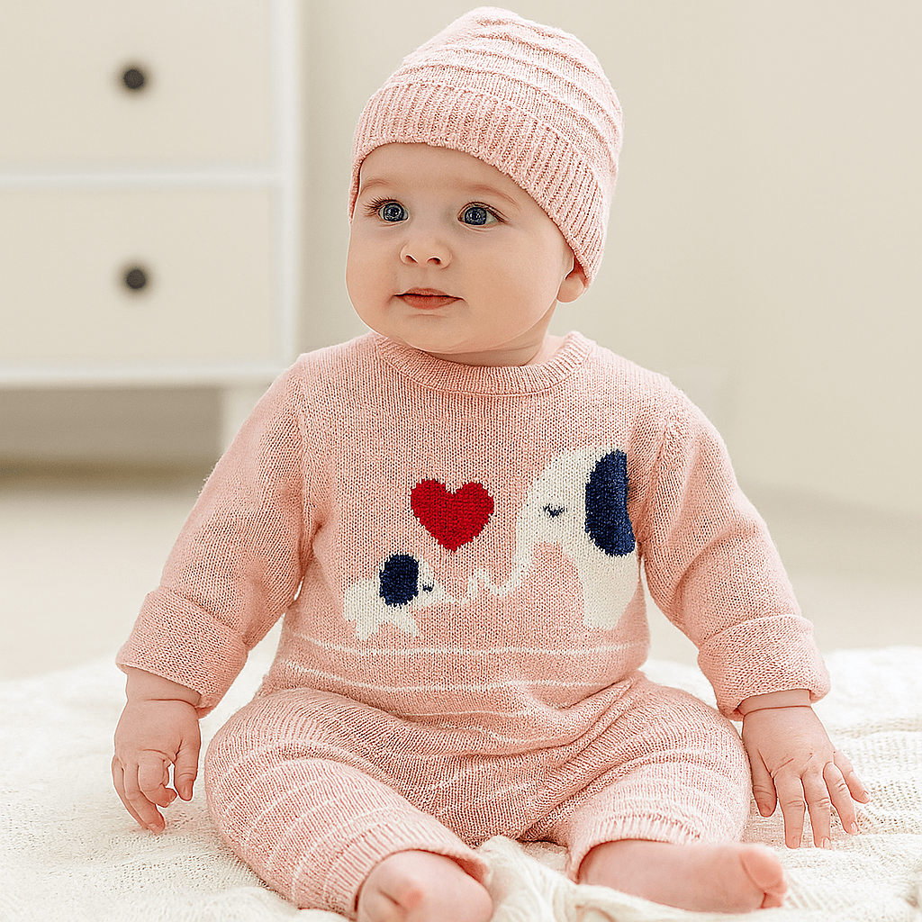 Elephant Knit Baby Romper