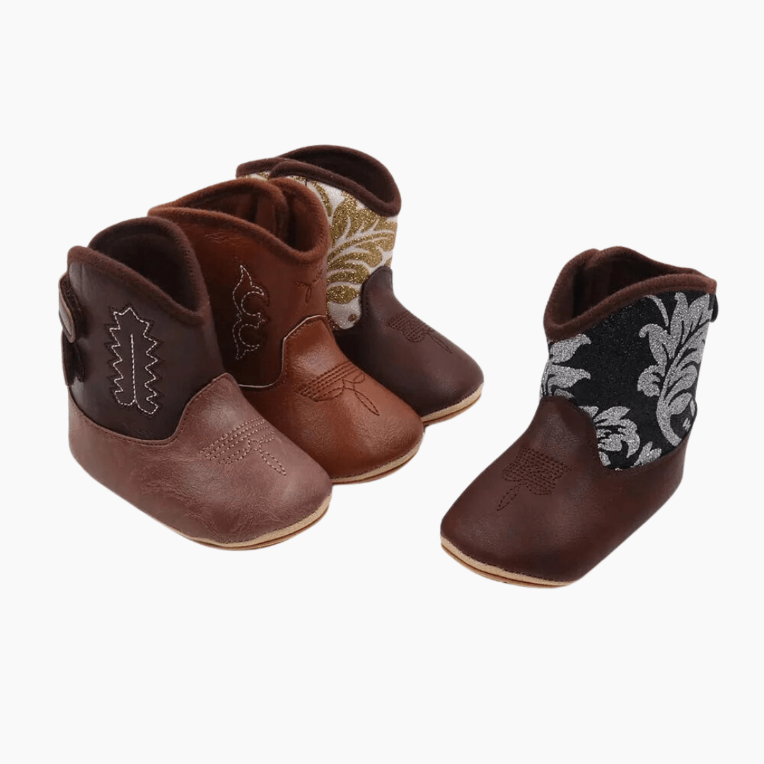 Embroidered Design Baby Soft Leather Boots