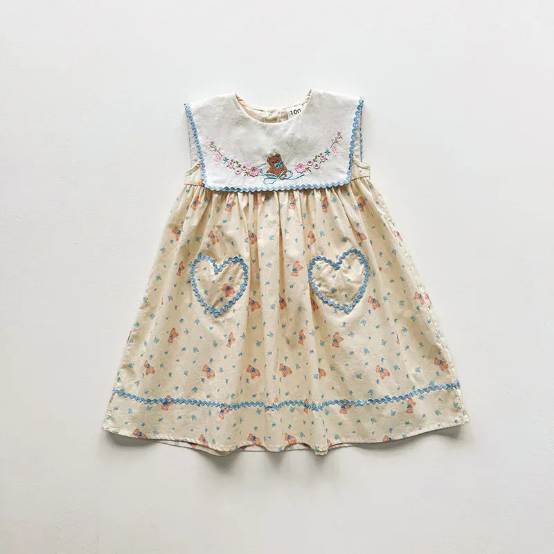 Apricot / 12-24M Embroidered Floral Princess Dress