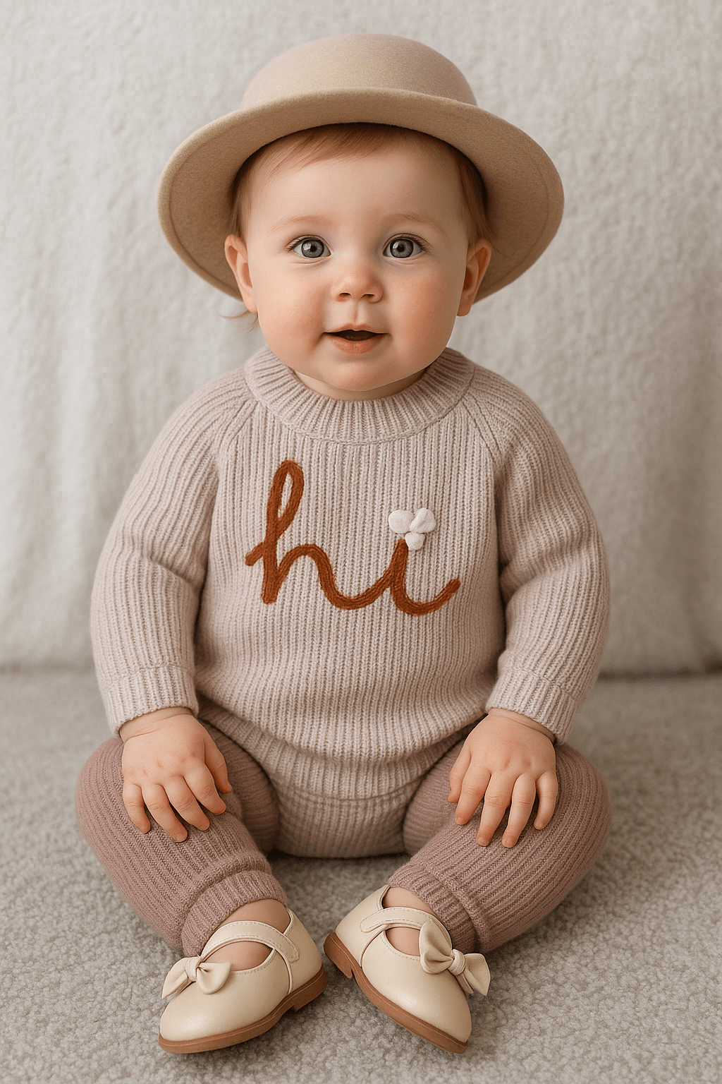 Embroidered Knit Baby Romper