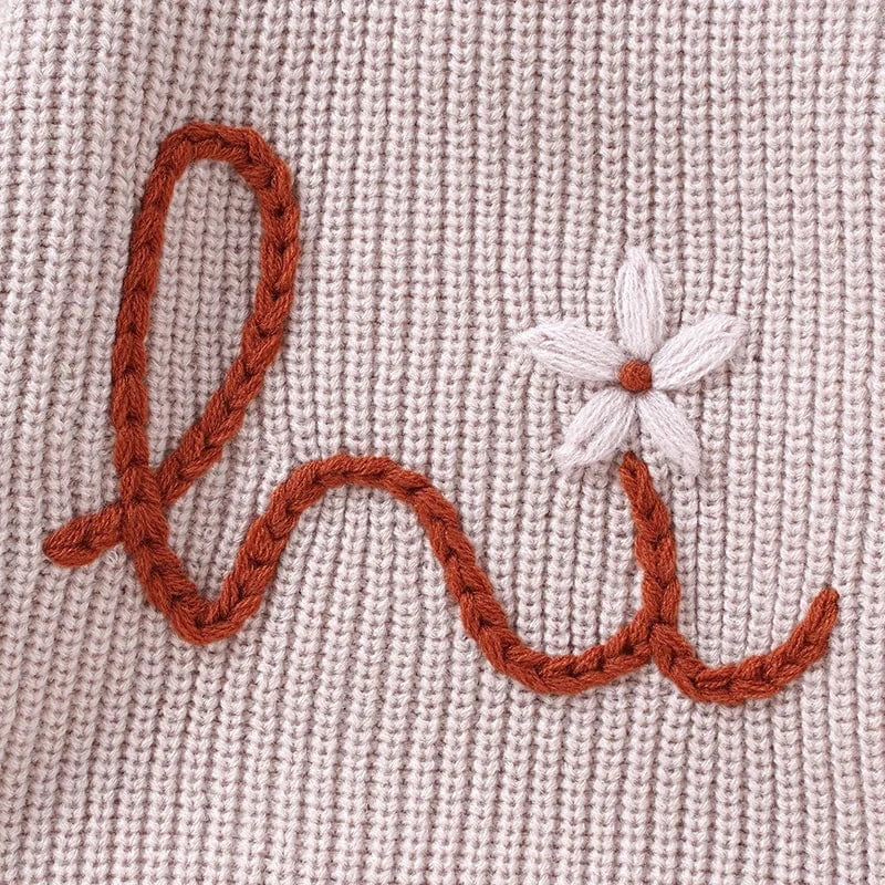 Embroidered Knit Baby Romper